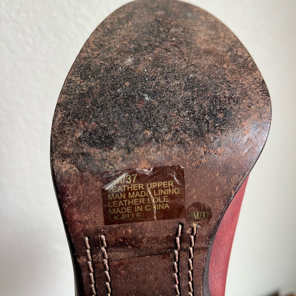 Vintage Lucky Women's Red Leather Western Ankle Boots - Picture 6 of 7